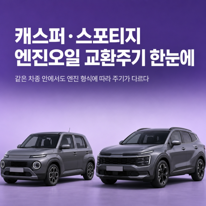 캐스퍼·스포티지 엔진오일 교환주기 한눈에