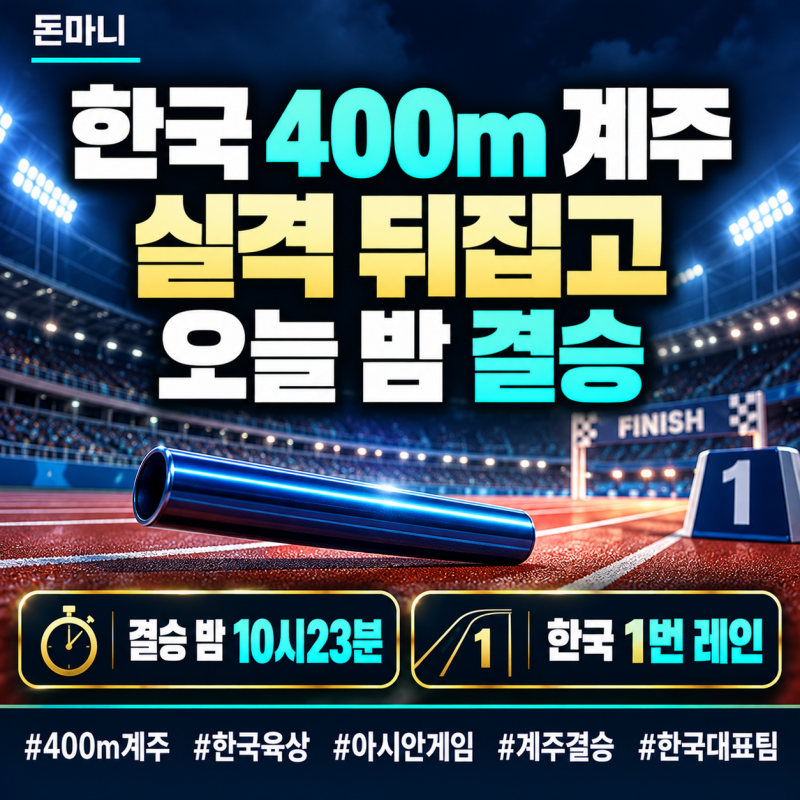 한국 남자 400m 계주 결승 몇 시? 실격 판정 뒤집고 오늘 밤 10시23분 메달 도전