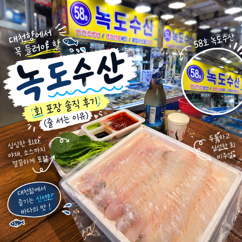대천항 수산시장 맛집 찾는다면? 녹도수산 회 포장 솔직 후기 (줄 서는 이유)