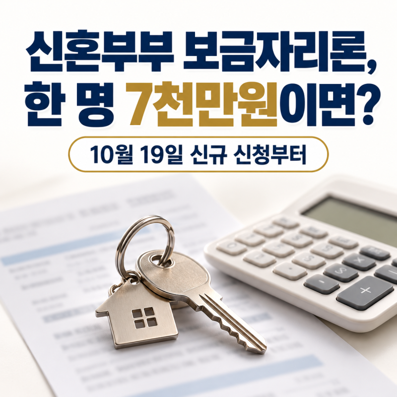보금자리론 신혼부부 1명 7천만원이면 돼요｜10월 19일부터·DTI 한도 계산표·금리