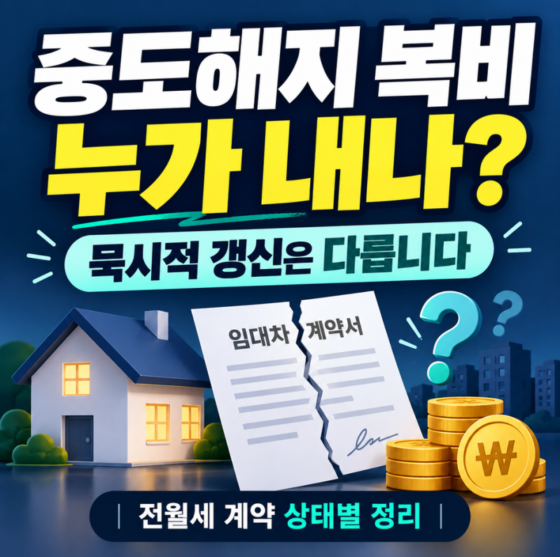 전월세 중도해지 복비 누가 내나? 계약기간·묵시적 갱신별로 다릅니다
