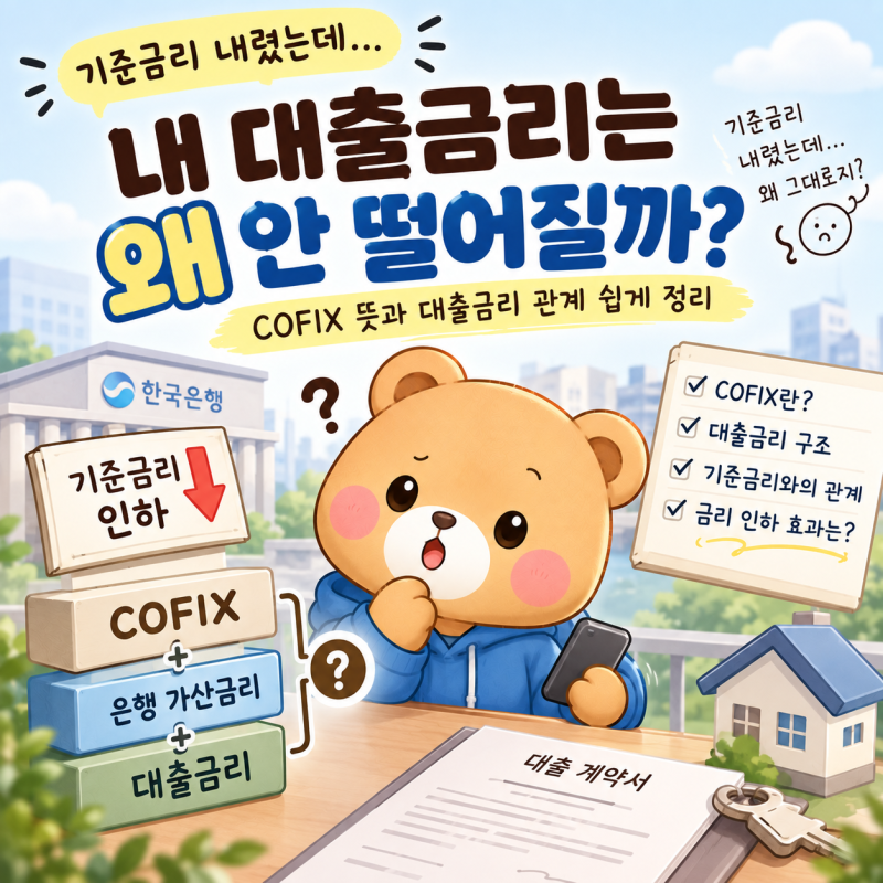 기준금리 내렸는데 내 대출금리는 왜 안 떨어질까?｜COFIX 뜻과 대출금리 관계 쉽게 정리
