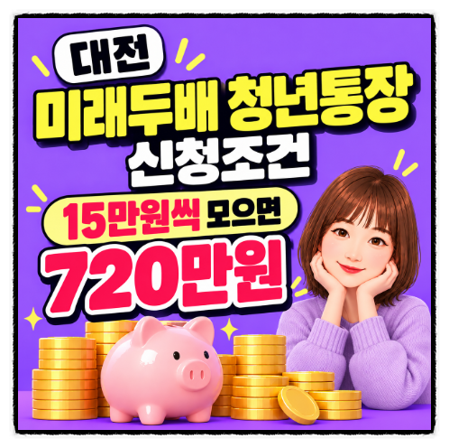 대전 미래두배 청년통장 신청 조건, 15만원씩 모으면 720만원