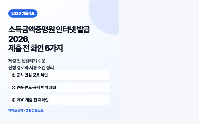 소득금액증명원 인터넷 발급 2026, 제출 전 확인 5가지