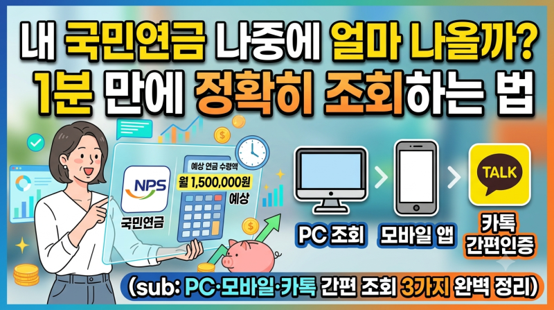 [1편] 국민연금 예상수령액 가장 정확하게 조회하는 3가지 방법 (NPS/손안에연금/카톡)