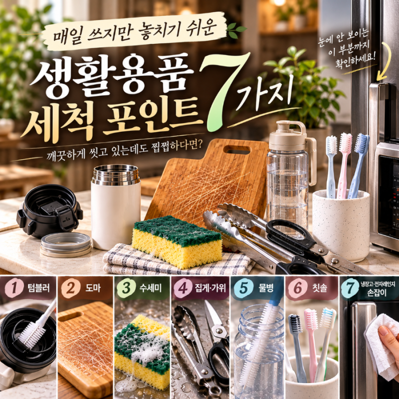 깨끗이 닦았는데 왜 찝찝할까? 텀블러부터 도마까지 생활용품 세척 7가지와 세정티슈·소독....
