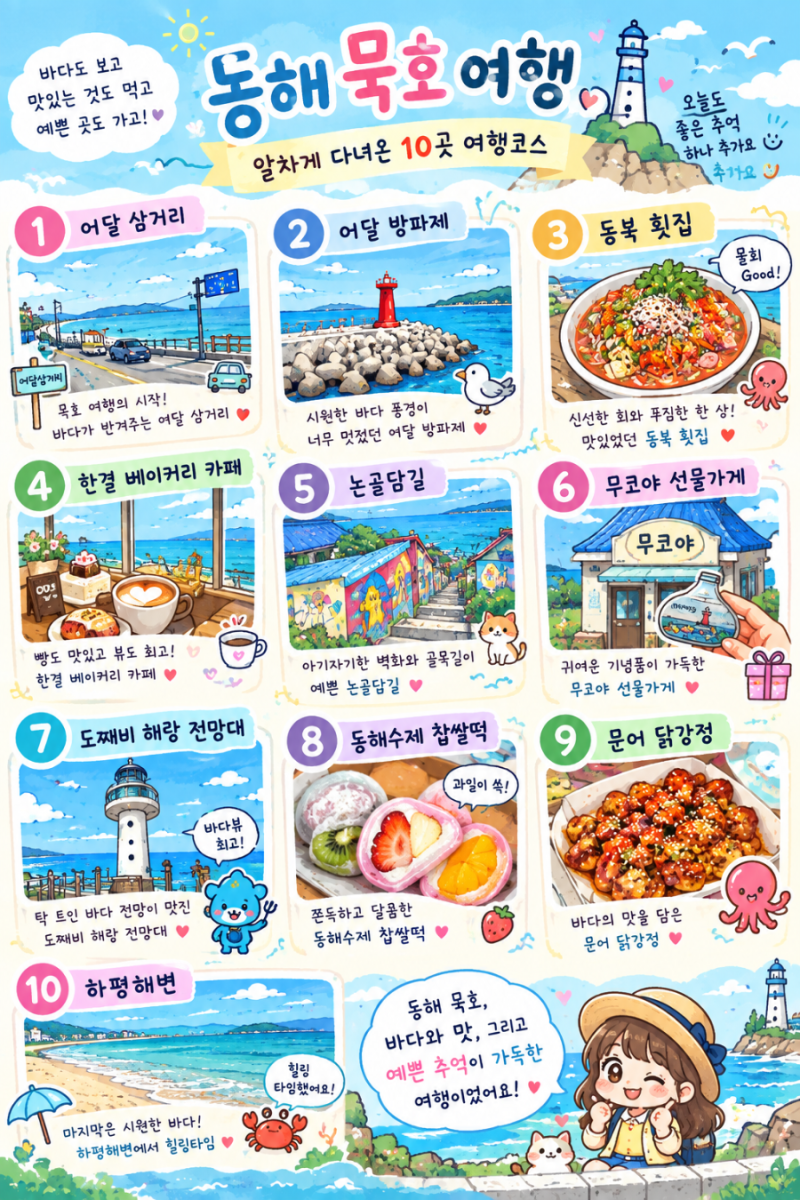 동해 묵호 여행코스 추천｜어달부터 하평해변까지 직접 다녀온 하루 여행