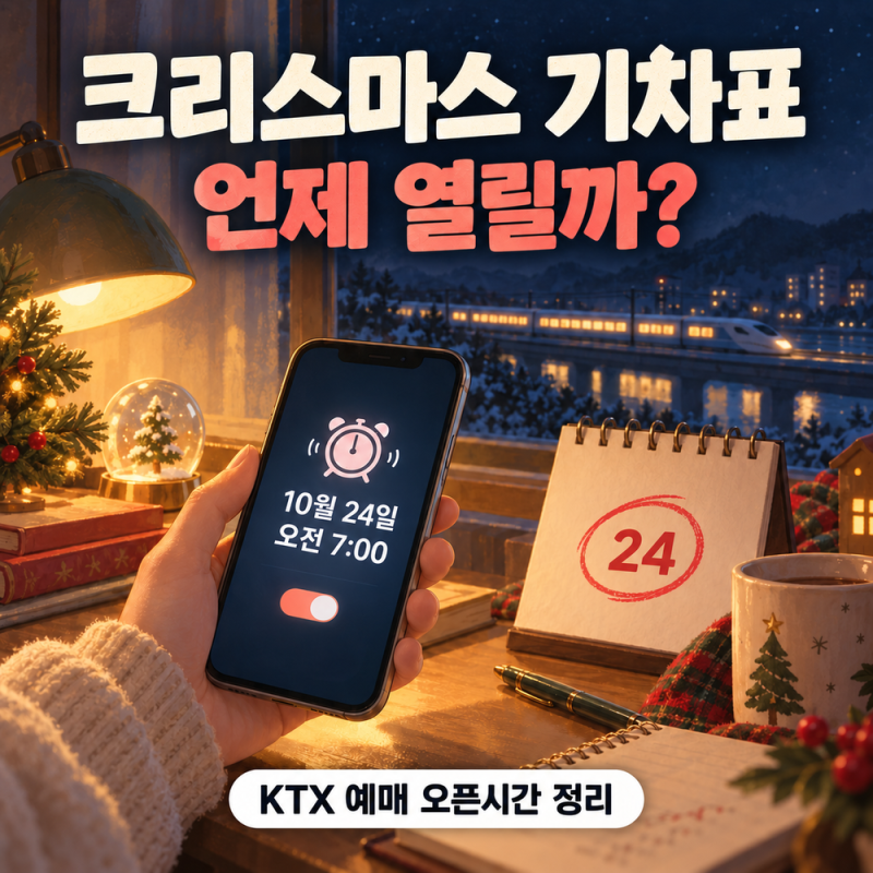 KTX 예매 오픈시간 두 달 전 오전 7시로, 크리스마스 표는 10월 24일에 열려요