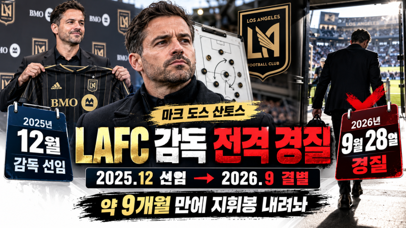 LAFC 도스 산토스 감독 전격 경질…손흥민 없는 댈러스전 패배 뒤 9개월 만에 결별