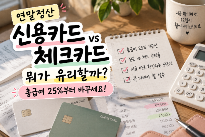 [연말정산] 신용카드 vs 체크카드 뭐가 유리할까?｜총급여 25%부터 바꾸세요