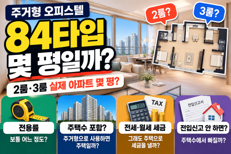 주거형 오피스텔 84타입 몇 평? 전용률·주택수·전입신고·세금 총정리 1588-4883