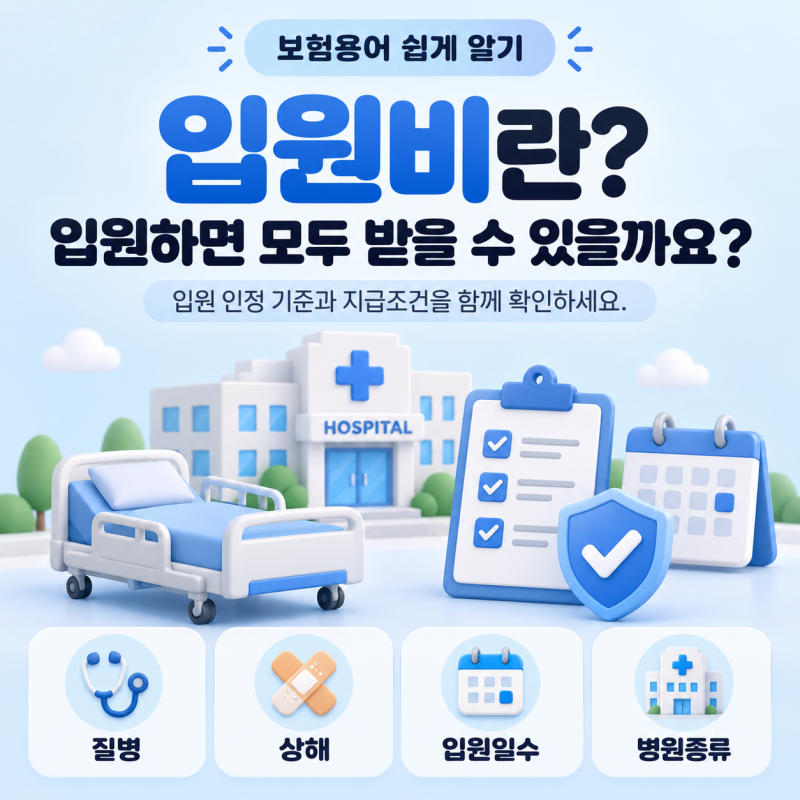 보험용어 쉽게 알기｜입원비란? 입원하면 모두 받을 수 있을까요?