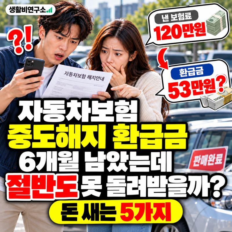 자동차보험 중도해지 환급금, 6개월 남았는데 절반도 못 돌려받을까? 돈 새는 5가지