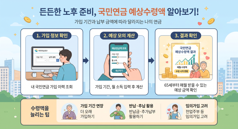 국민연금 예상 수령액 조회, 가입기간·월급별 얼마나 받을까? 2026년 기준 총정리