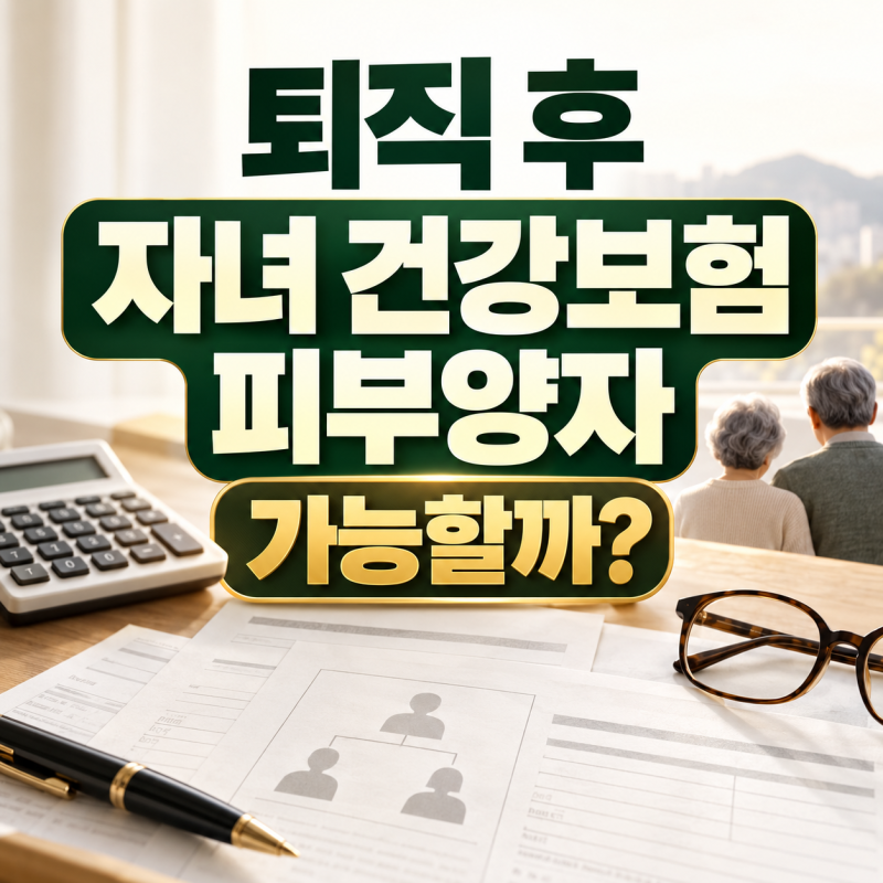 "퇴직 후 자녀 건보료 피부양자 올릴 수 있을까?" 부모님 소득·재산 기준 완벽 정리