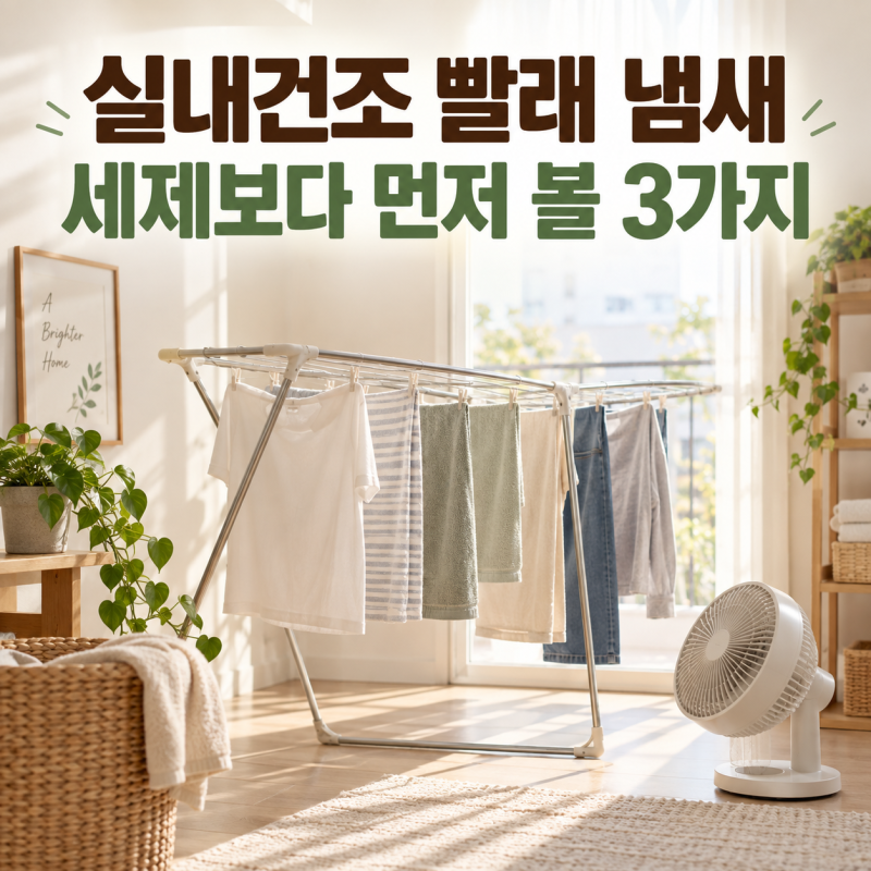 실내건조 빨래 냄새 줄이는 방법, 세제보다 먼저 볼 3가지