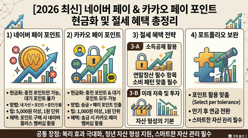 [2026 최신] 네이버 페이 / 카카오 페이 포인트 현금화 및 절세 혜택 총정리