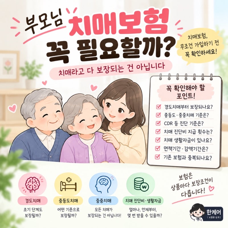 부모님 치매보험 꼭 필요할까? 치매라고 다 보장되는 건 아닙니다