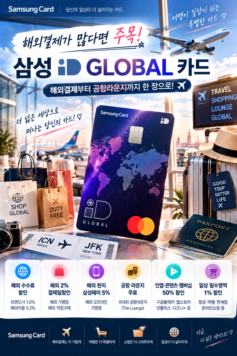 삼성카드 iD GLOBAL 글로벌 발급 설계사에게 현금지원 까지!!