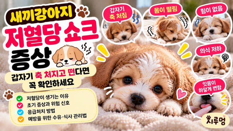 새끼강아지 저혈당 쇼크 증상｜갑자기 축 처지고 떤다면 꼭 확인하세요