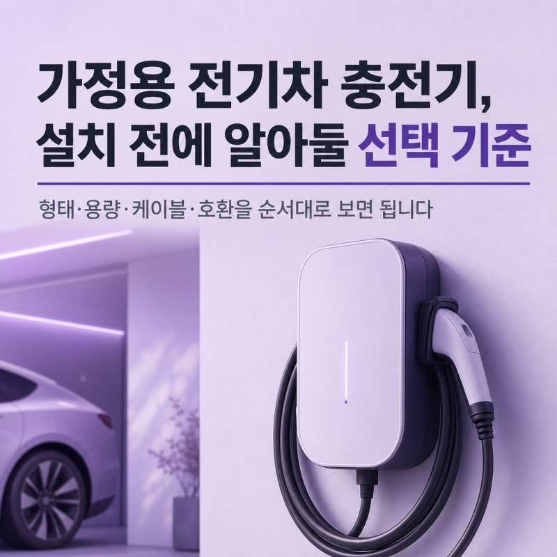 가정용 전기차 충전기, 설치 전에 알아둘 종류와 선택 기준
