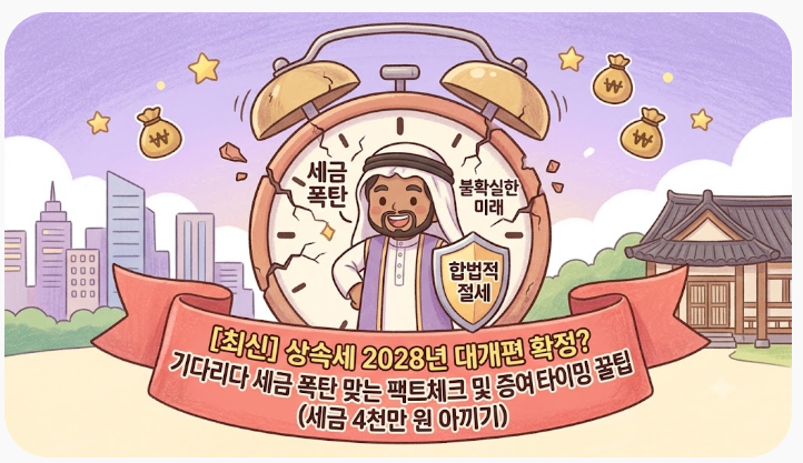 [최신] 상속세 2028년 대개편 확정? 기다리다 세금 폭탄 맞는 팩트체크 및 증여 타이밍 꿀팁 (....