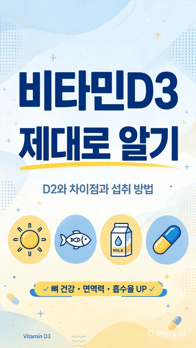 비타민D3효능 제대로 알기｜D2와 차이점과 섭취 방법