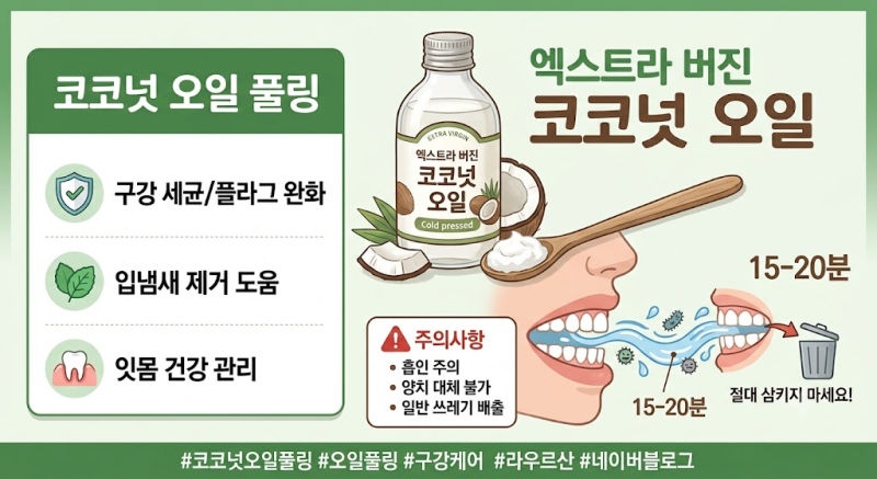 코코넛 오일 풀링 효과 및 올바른 방법 정리 (구강 관리, 주의사항)