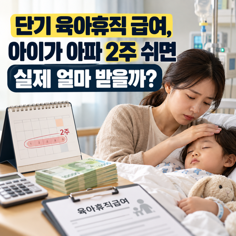 단기 육아휴직 급여, 아이가 아파 2주 쉬면 실제 얼마 받을까?