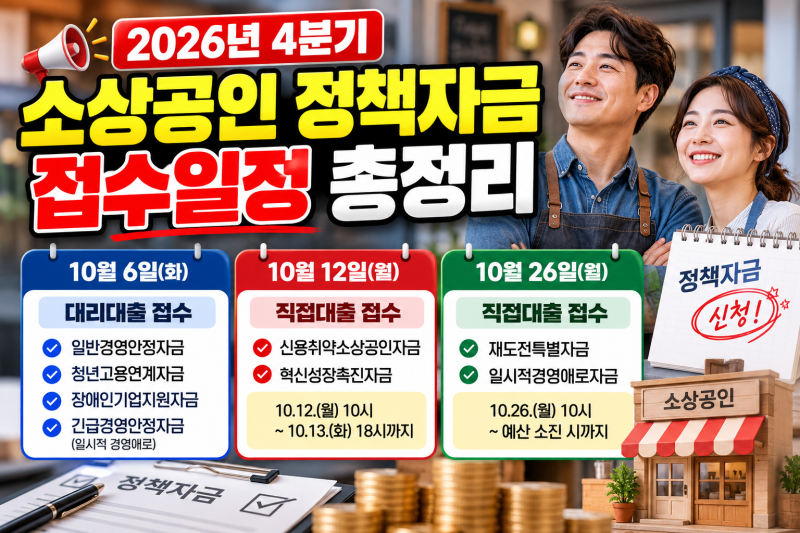 2026년 4분기 소상공인 정책자금 접수일정 총정리