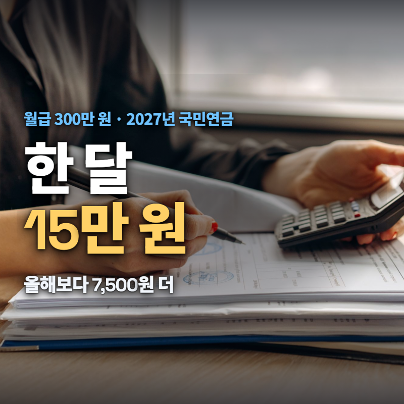 월급 300만 원 직장인, 2027년 국민연금 보험료는 한 달에 얼마 더 낼까?
