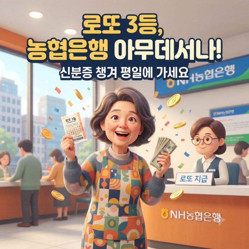 로또 3등 당첨금 수령방법 수령 은행 수령하는곳