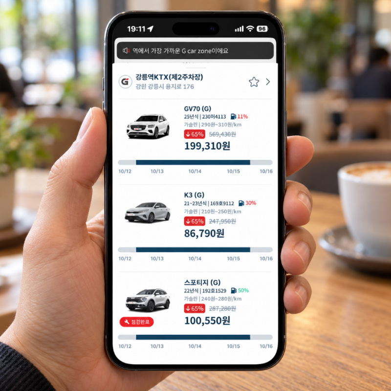 강릉역렌트카 강릉렌트카 G car 카쉐어링 예약 방법