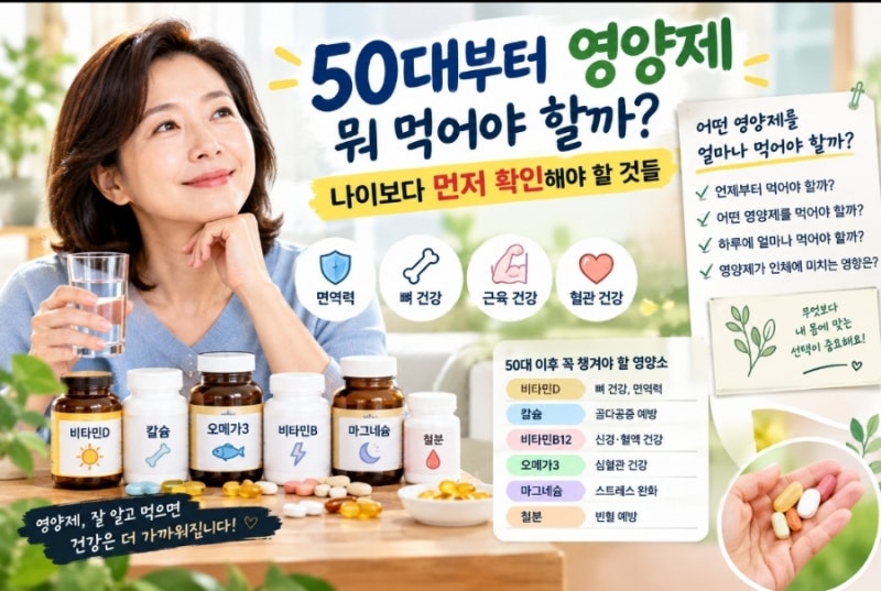 50대부터 영양제 뭐 먹어야 할까? 나이보다 먼저 확인해야 할 것들!!