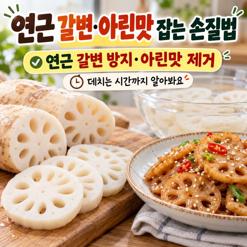 연근 갈변 막는 법, 아린맛 제거부터 데치는 시간까지 제대로 손질하는 방법