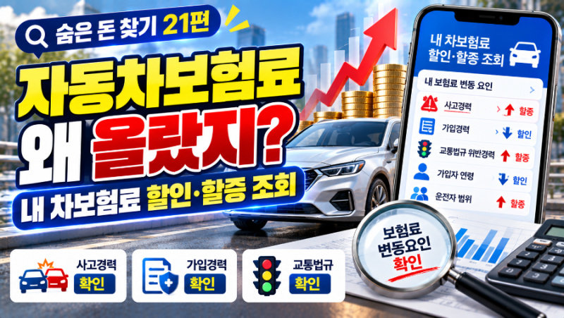 [숨은 돈 찾기 21편] 자동차보험료 왜 갑자기 올랐지? 내 차보험료 할인·할증 조회하는 방법 ....