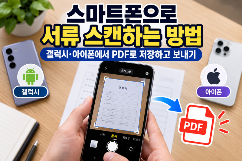 스마트폰으로 서류 스캔하는 방법｜갤럭시·아이폰에서 PDF로 저장하고 보내기