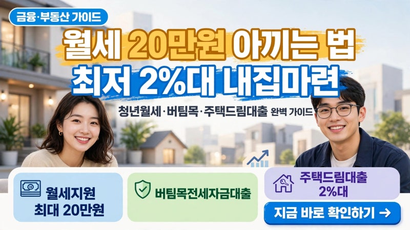 월세 20만 원 아끼고 최저 2%대로 내 집 마련하는 법: 청년월세·버팀목·주택드림대출 완벽 가....