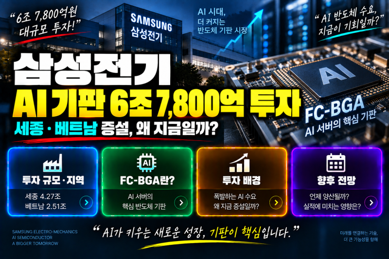삼성전기 AI 기판 6조7800억 투자, 세종·베트남 FC-BGA 증설 이유는?