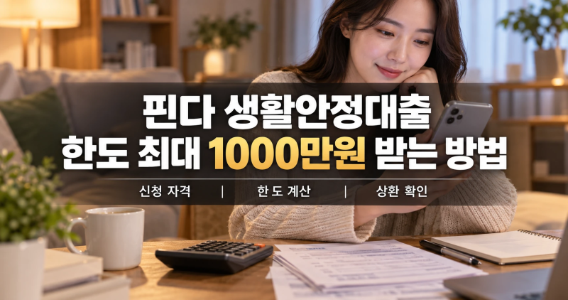 핀다 생활안정대출 한도 최대 1000만원 받는 방법
