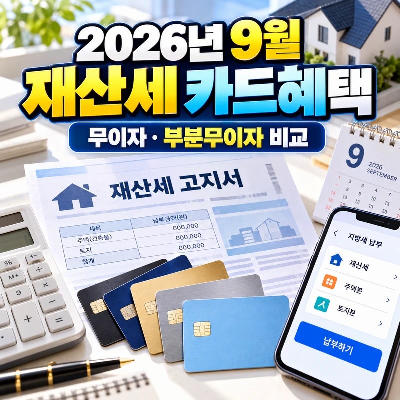 재산세 카드혜택 2026년 9월, 무이자할부·카드별 혜택 총정리