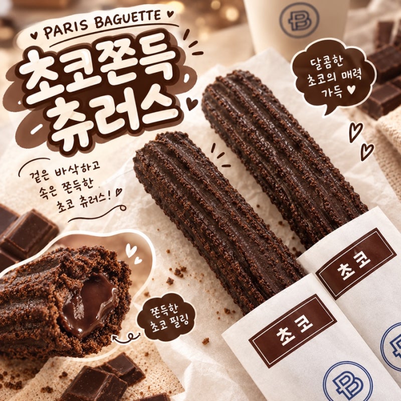 파리바게트 핫 신상메뉴 초코쫀득츄러스 후기 + 추천 빵까지!