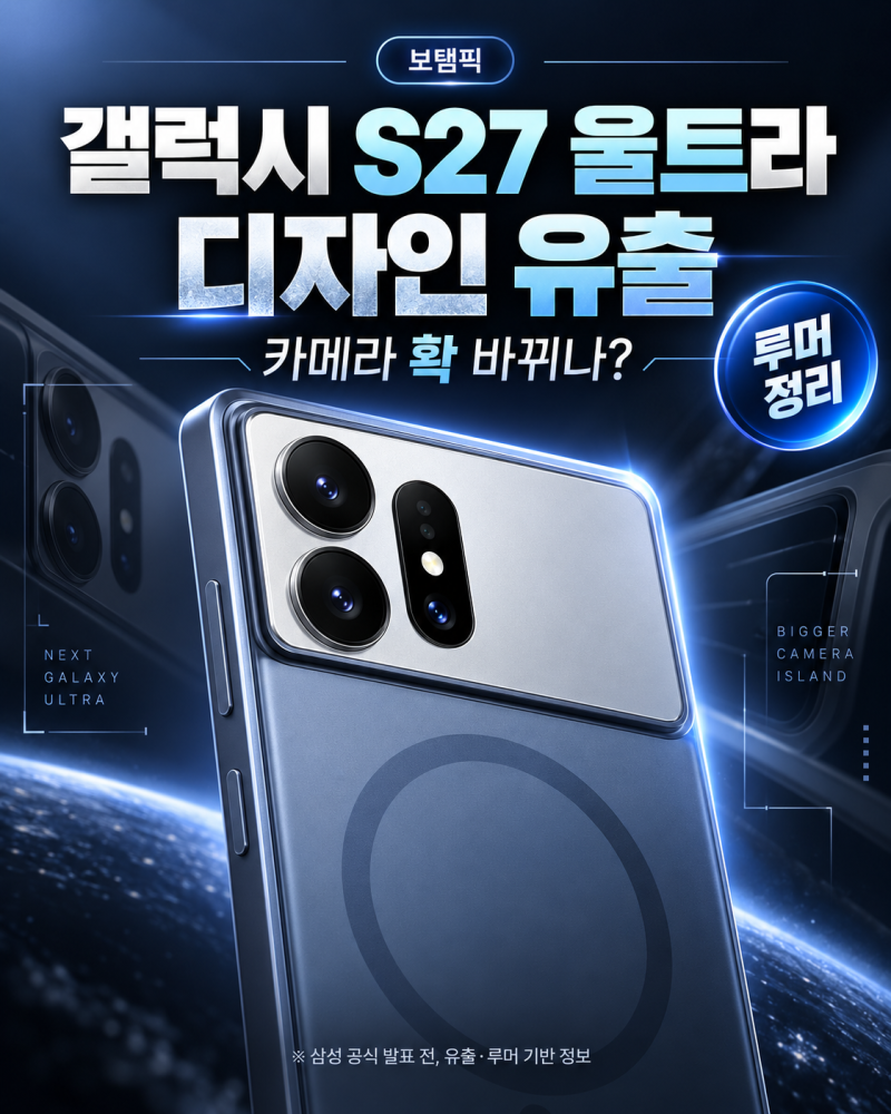 갤럭시 S27 울트라 디자인 유출, 카메라 확 바뀌나? 출시일·스펙 루머 정리