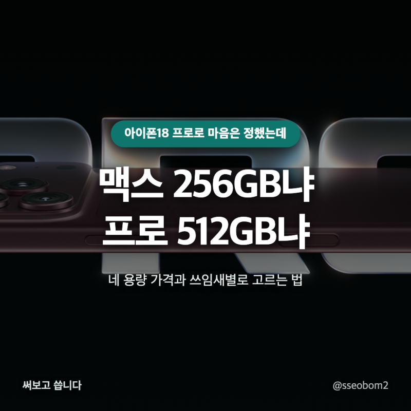 아이폰18 프로 프로맥스 차이 512GB 올릴 돈이면 맥스 살까