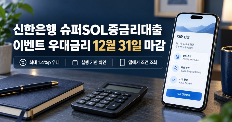 신한은행 슈퍼SOL중금리대출 이벤트 우대금리 12월 31일 마감