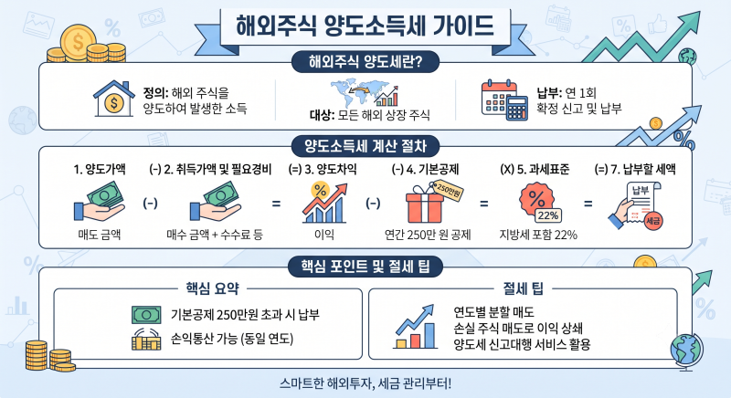 해외주식 양도세 신고 방법, 250만원 공제부터 홈택스 신고까지