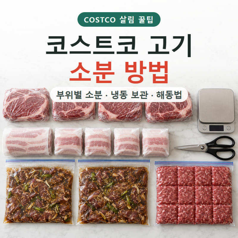 코스트코 고기 소분 방법 총정리｜삼겹살·양념불고기·다짐육·원육 부위별 소분, 냉동 보관....