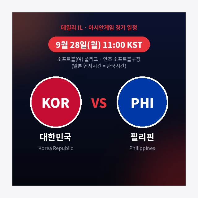 [데일리 IL] 9월 28일 <b>아시안게임</b> 경기별 부상자 명단 총정리