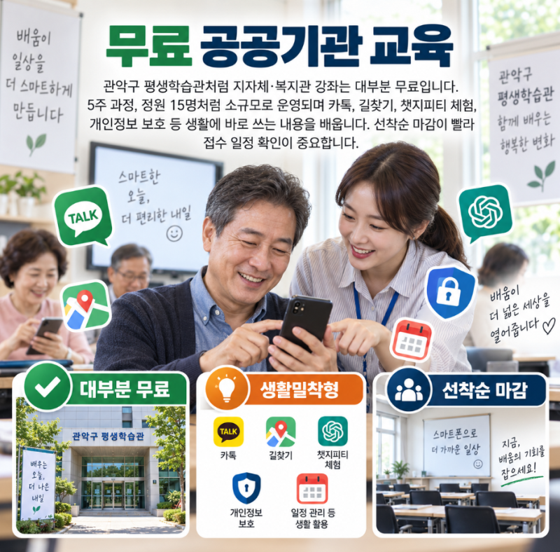 '시니어 스마트폰 교육' 무료, 유료 비용 비교