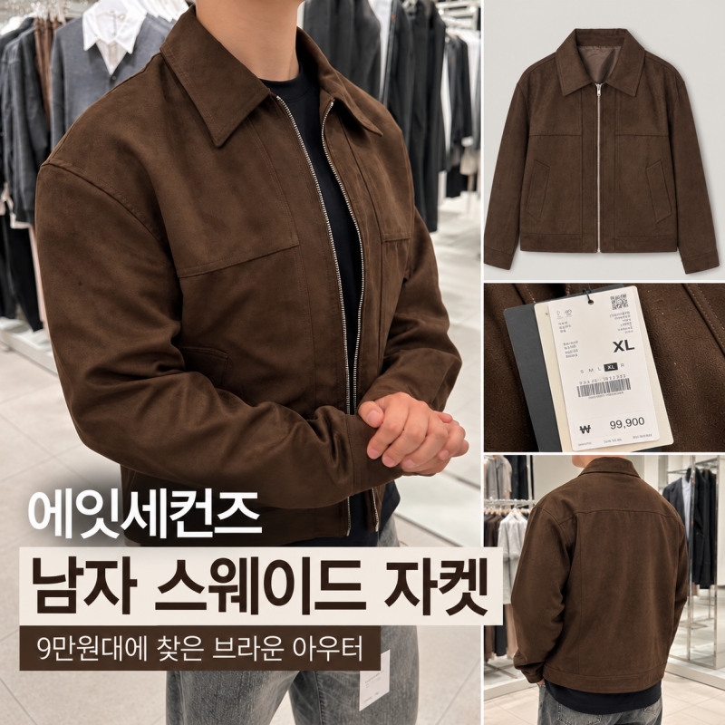 에잇세컨즈 남자 스웨이드 자켓, 9만원대에 찾은 브라운 아우터